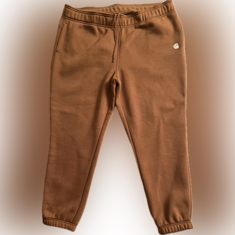 Carhartt Women's XL Relaxed Fit Fleece Jogger Sweatpants Brown Peanut Butter Nwt